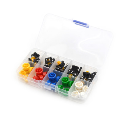 25Set Momentary Tactile Push Button Touch Micro Switch 4P PCB Caps 12x12x7.3R^^i