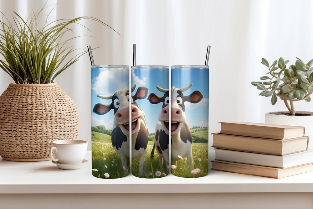 Tumbler Skinny  20oz With Lid & Straw  -  2 Silly cows !