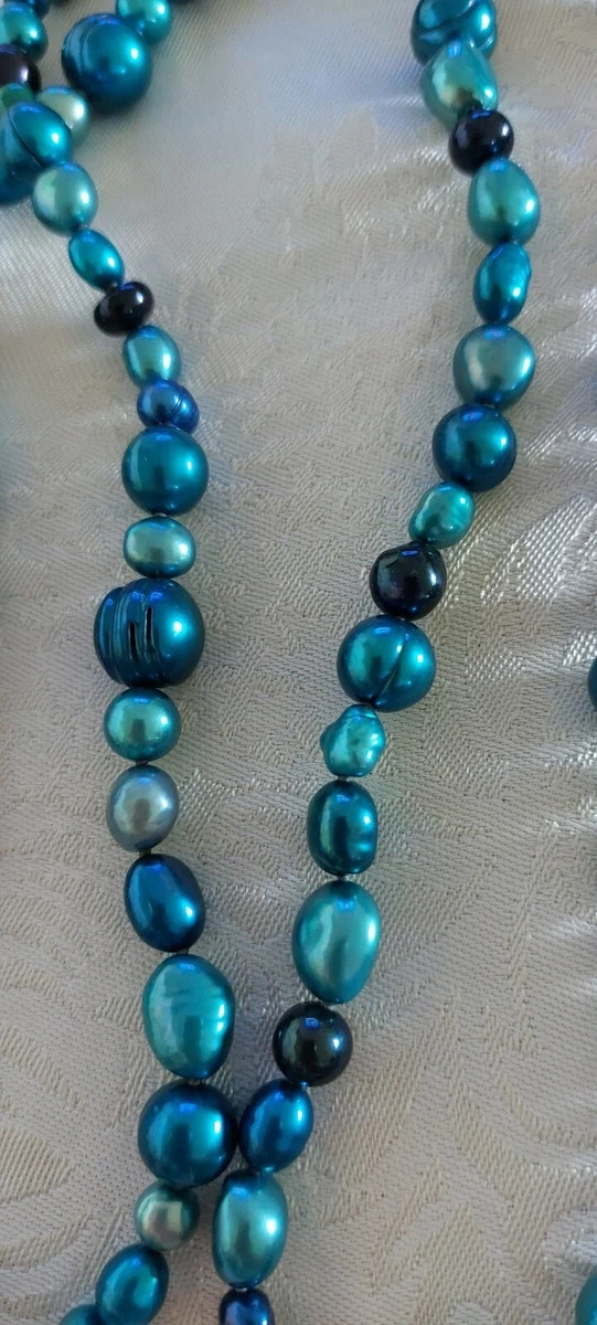 Honora Blue Pearl Necklace Cultured Freshwater Dyed Pearls 36