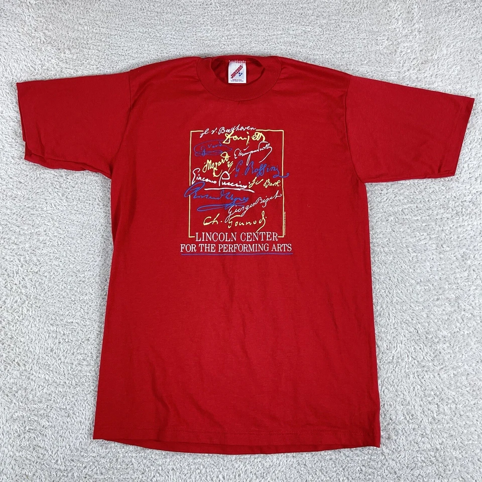 Camiseta de Colección Años 80 Lincoln Center Artes Escénicas Adulto Mediana Roja NYC Arte MET Foto 2 de 4