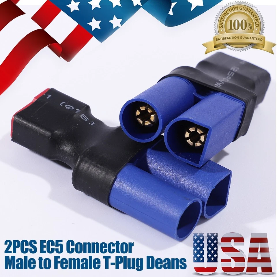 2 Pcs EC5 Male to Female Deans T-Plug Adapter Connector for RC Lipo Battery - Image 3 of 4
