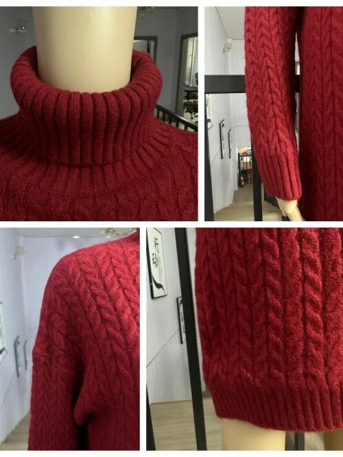 OFF WHITE Maglione donna abiti casual collo alto sciolto caldo pullover abito lungo vestiti