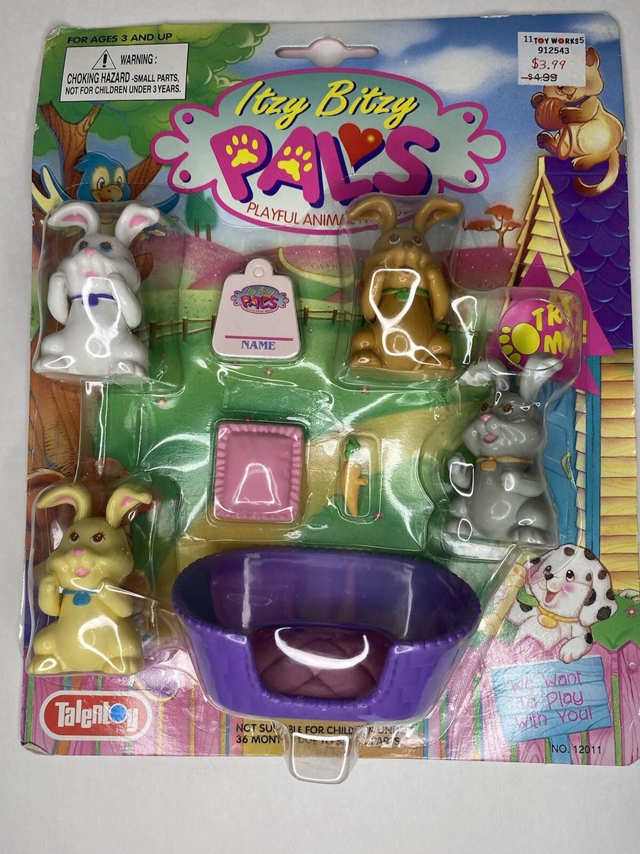 NOS Vintage 1993 Itzy Bitzy Pals Bunnies Bunny Rabbits Animal