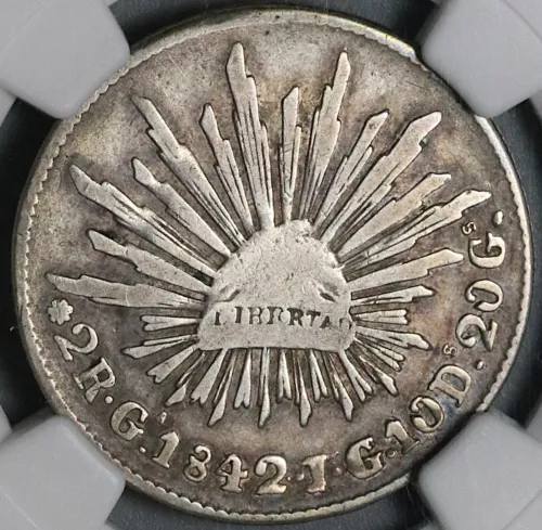 1842/32-Ga NGC F 12 Mexico 2 Reales Guadalajara Rare Coin POP 1/0 (24070801C)