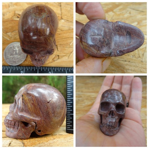2.03" Brown Jasper Stone Skull Hand Carved Realistic 3.1oz 89.0g Crystal Healing - Picture 2 of 12