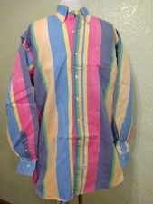 Ralph Lauren Polo Vintage 90's Shirt Color Block Pastel Stripes Men  s Med RARE