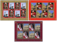 2007 Vaticano -  Minifogli 80º genetliaco di papa Benedetto XVI  3 BF 12 val MNH