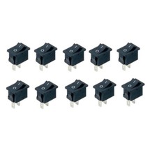 100PCS Mini Rocker Switch 2 Pin ON-OFF SPST 125VAC/6A 250VAC/3A Black 117S