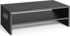 Monitor Stand, Monitor Riser Wood 2 Tiers Desk Organizer with Cellphone Holder