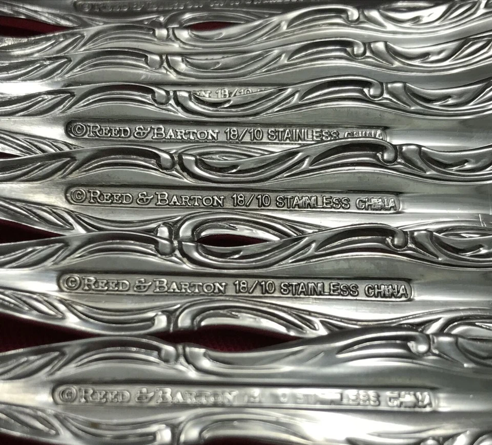 45 Pc BORDEAUX Stainless 18/10 SERVICE FOR 8 + SERVING PCS Reed & Barton China - Image 4 of 4