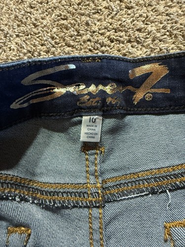 Seven 7 Women's Shorts Size 10 Blue Denim Weekend Cotton Blend Cuffed 1518 - Picture 4 of 10