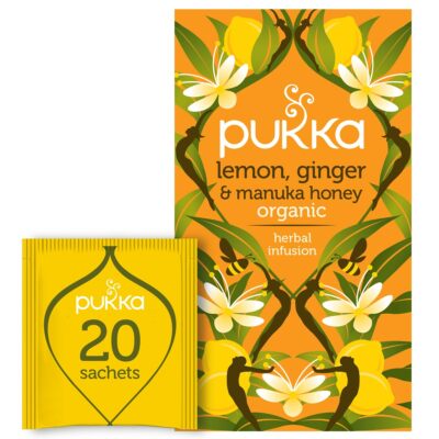 Ginger & Manuka Honey Herbal Tea, Immune Boosting Organic Tea Infusion Selection