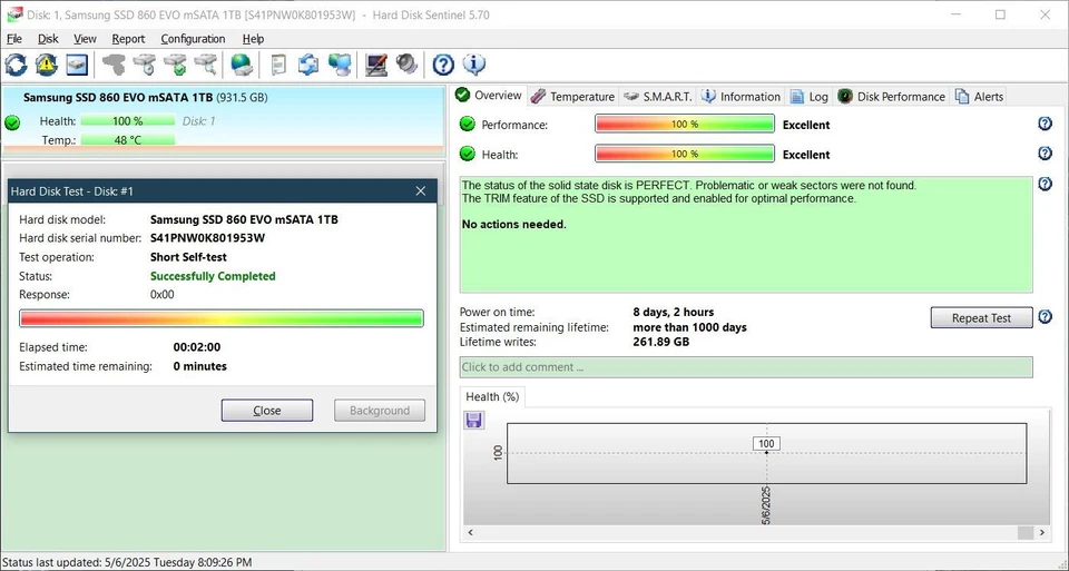 *Near Mint* Samsung 860 EVO mSATA 1TB V-NAND SSD (MZ-M6E1T0) 6Gb/s 1.8" - Image 4 of 4