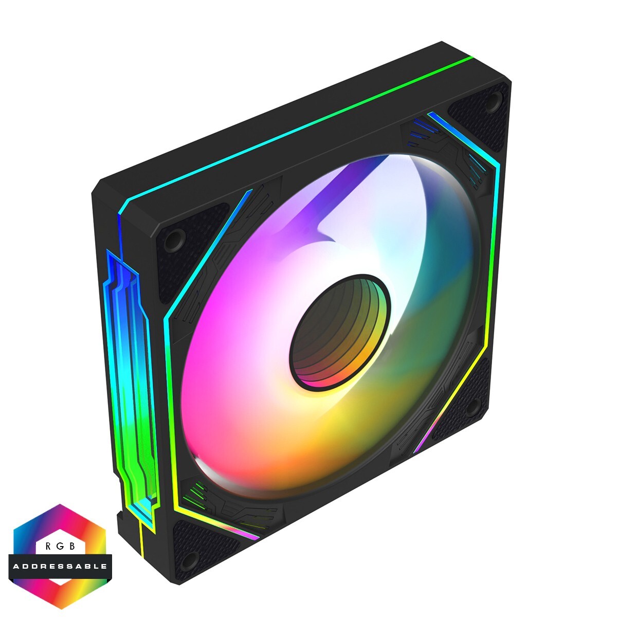 CIT Pro Storm 120mm 12cm Three-Sided Infinity ARGB Black 4pin PWM PC Cooling Fan