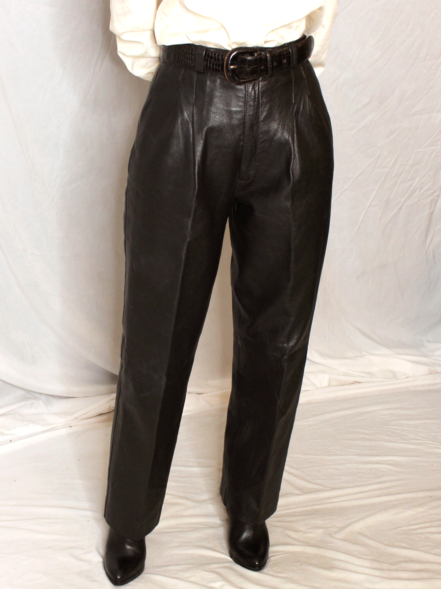 Womens Leather Pants Black 28 4/6? Lambskin Vintage 80s 90s Womens Leather Pants Black 28 4/6? Lambskin Vintage 80s 90s