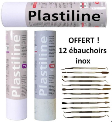 PLASTILINE. Konvolut 3x1kg. Elfenbein Härte wählbar + 12 gratis Edelstahlrohlinger!