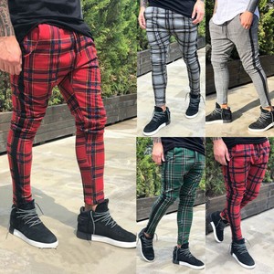 Hombre Casual Pantalones para Corredores De Moda Pantalones a cuadros  escoceses Patrón Rayas Tiras Slim Fit | eBay