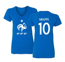 France 2018 Soccer 10 Kylian MBAPPE World Cup Women's V-Neck Tshirt