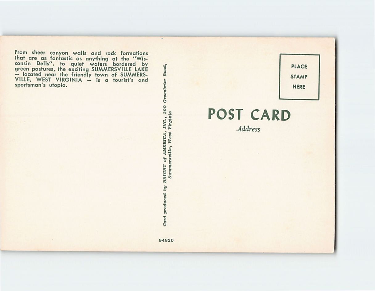 Postcard Summersville Lake West Virginia USA