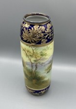 Antique Nippon Hand Painted Cobalt Blue Gold Moriage Vase Morimura Brothers