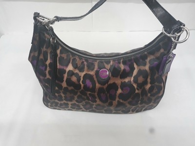 coach purple leopard purse
