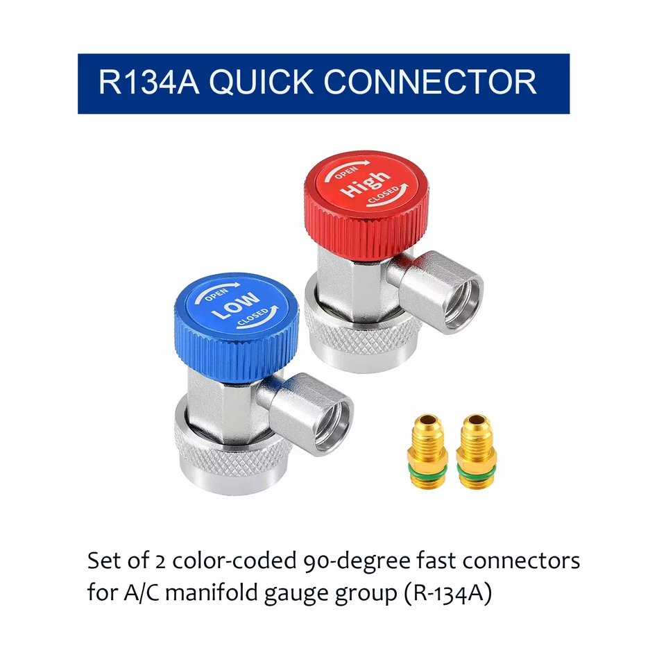 A/C R134A Quick Coupler Connector Adapters High/Low Manifold AC Gauge Auto Set - Изображение 3 из 4