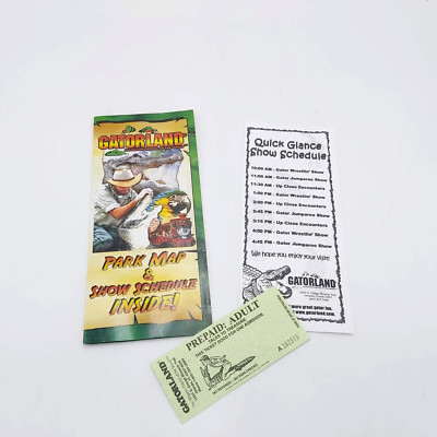 Gatorland Park Map and Schedule and Entry Ticket Stub