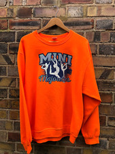 VINTAGE Womens College Sweatshirt Large Jumper Pullover Sweater Orange 90s