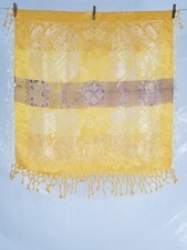 Vintage gorgeous WWll Taj Mahal Silk satin Piano Shawl 1940s scarf 81x81cm