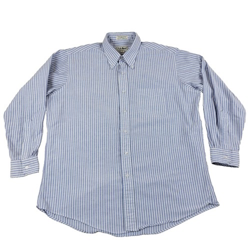 Vintage 80s L.L. Bean Rugby Shirt Grey Striped Heavy Cotton Made