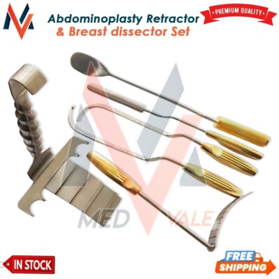 Abdominoplasty Retractor & Breast dissector Set of 6 Pcs,Brest instruments