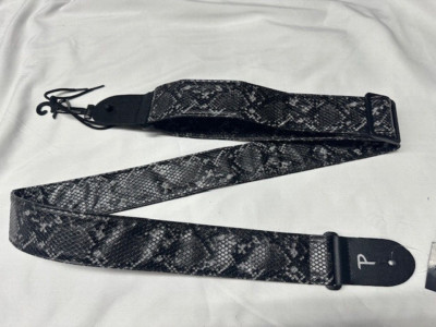 PERRI'S 2  Black Faux Snake Skin Leather Guitar Strap VGS-7555