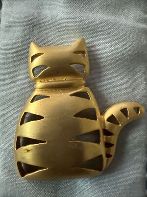 Rare stylized vintage Adorable JJ Gold tone Kitty Cat Pin Brooch kitty ...