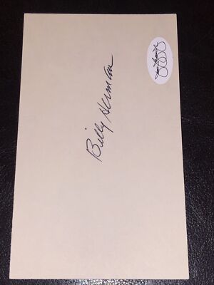 Billy Herman Signed Jsa Cert Sticker 3x5 Index Card Authentic