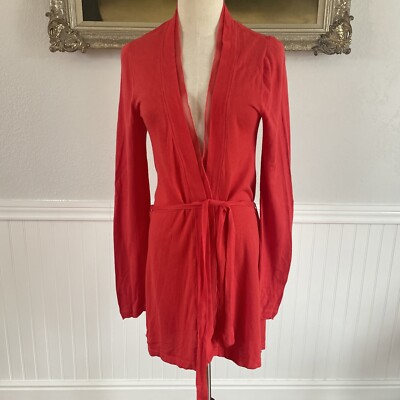 Tom Tailor Open Long Cardigan Sz L Coral Orange Pink Boho Preppy Soft Girl