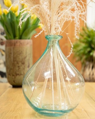 Schöne Aqua Türkis Mundgeblasene Bulb Design Bubble Glas Vase