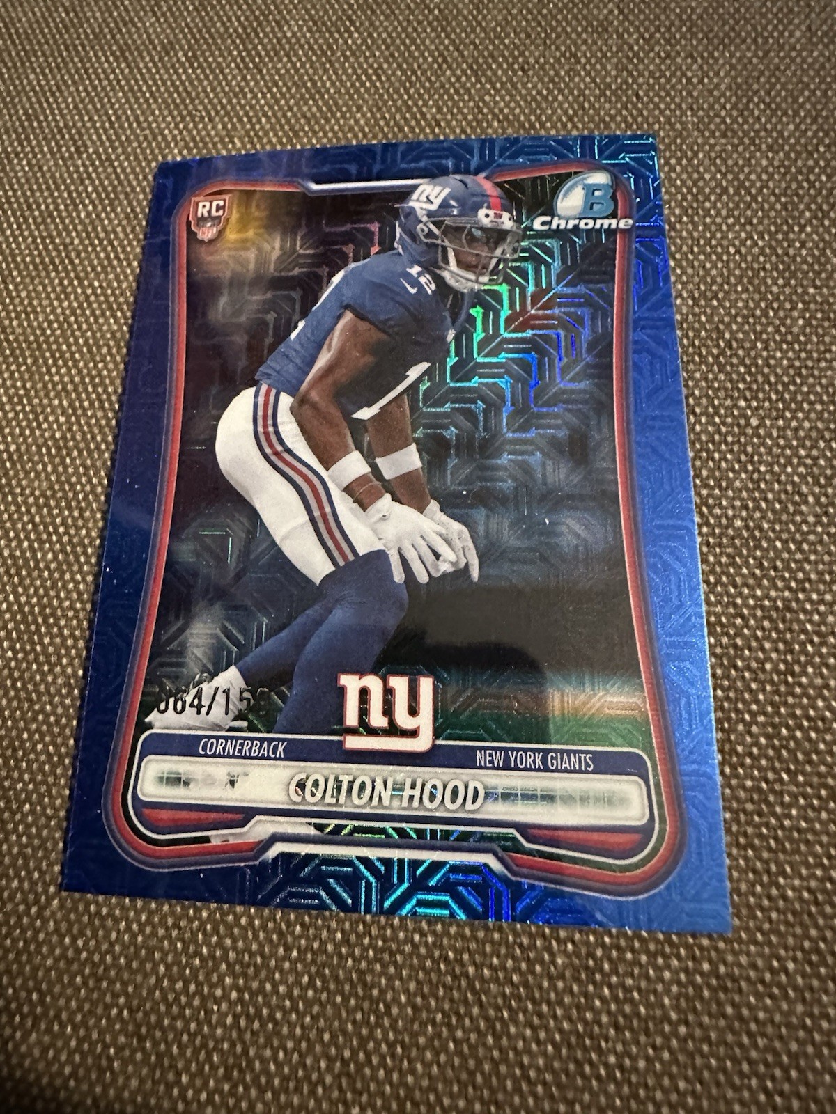 Topps 2024 Bowman Football Chrome Colton Hood Blue Mega Mojo Rookie RC /150