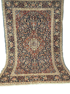 Antico tappeto orientale fine annodato a mano Keshan vintage carpet rug 200 x 130 cm