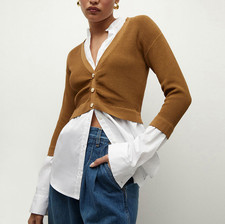AUTH  VERONICA BEARD Leonara Mixed Media Top Desert Khaki S