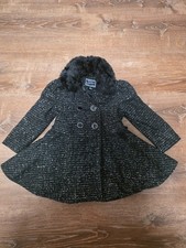 Rothschild Girl's Black Dress Coat with Black Faux Fur Cape Size 4/5