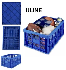 Collapsible Folding Basket Retractable Handle Milk Crate Cart Storage Organizer