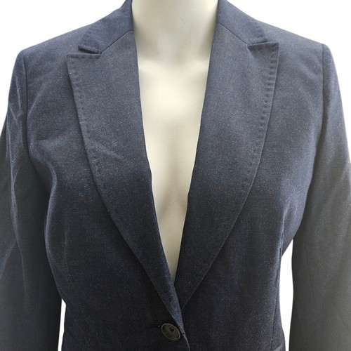 Brooks Brothers Sz 6 Womens Navy Jacket Blazer Cotton Wool Blend - Picture 2 of 12