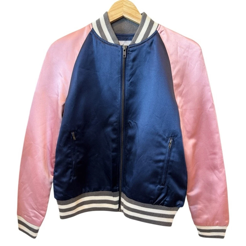 Chaqueta de satén rosa y azul Understated Leather Ain’t Nothing Like The Real Thing Foto 4 de 4