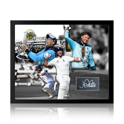 Joe Root signierter England Cricket Cut Deluxe Mount Rahmen