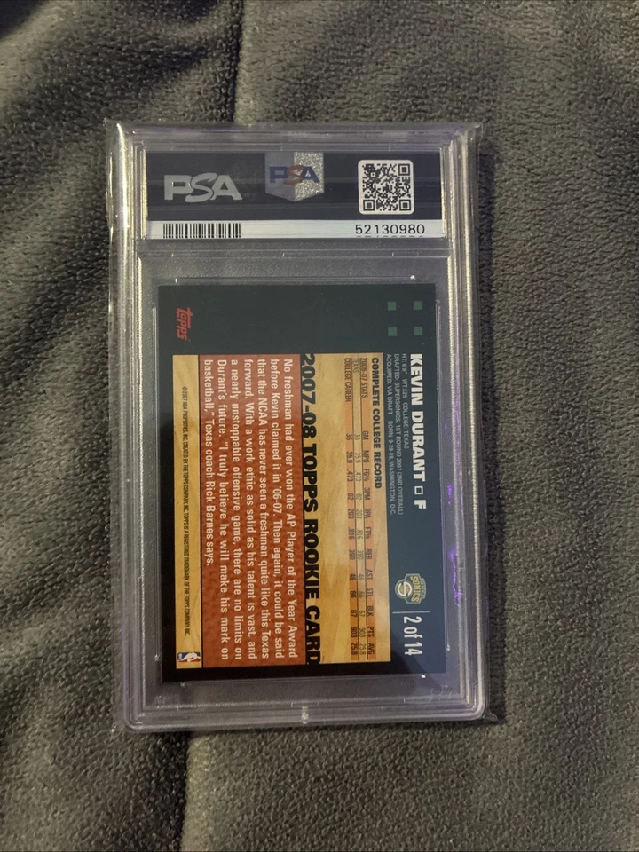 2007-08 Topps - Juego de fábrica al por menor conjunto de novato Kevin Durant #2 blanco (RC) Foto 2 de 2