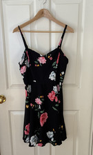 Old Navy L Black Cami Floral Womens Dress Adjustable Straps Cottagecore Babydoll