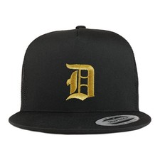Trendy Apparel Shop Old English Gold D Embroidered 5 Panel One Size, Black