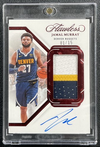 JAMAL MURRAY 2022-23 PANINI FLAWLESS VERTICAL 3-CLR GU PATCH AUTO RUBY 1/15
