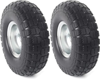 AR-PRO (2-Pack) 10-Inch Solid Rubber Tire Wheels 4.10/3.50-4'', Silver 
