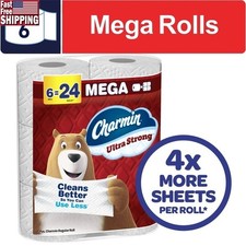 Ultra Strong Toilet Paper 2 Ply Mega Rolls 6 Count Clog Safe Septic Safe New